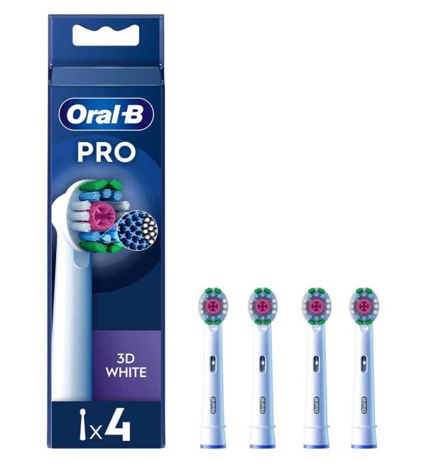 Oral-B 3D 白牙刷头, 4 Pack