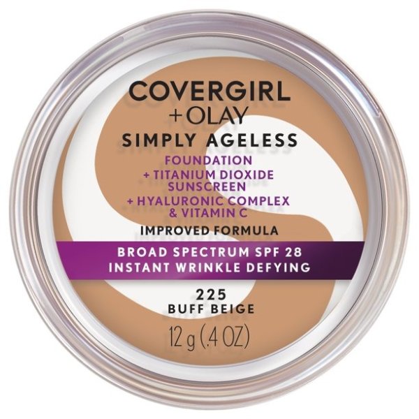 + Olay Simply Ageless Instant Wrinkle-Defying Foundation with SPF 28, Buff Beige 225, 0.44 fl oz