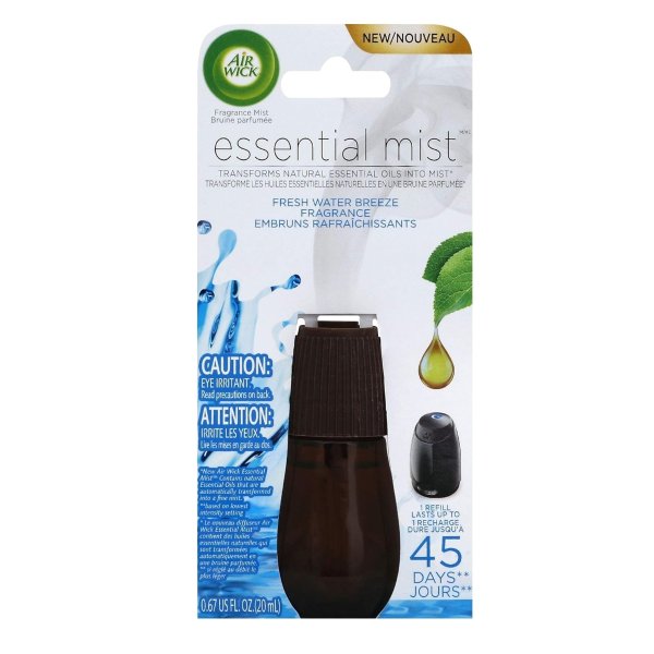 Essential Oils Diffuser Mist Refill, Fresh Water Breeze, 1ct, Air Freshener