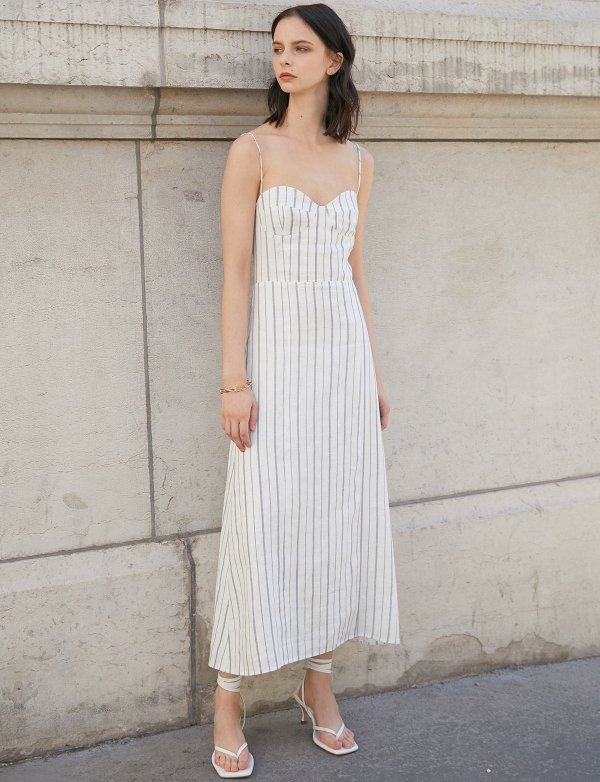 Belle Linen Stripe Dress