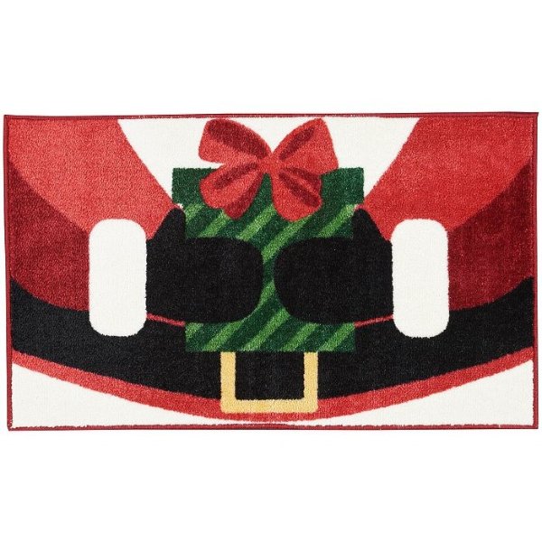 Santa Holding a Gift Accent Decor Accent Rug 18x30