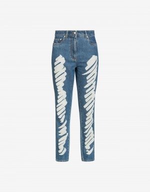 Jeans in denim Brushstroke - Clothing - Women - Sale - Moschino | Moschino Shop Online