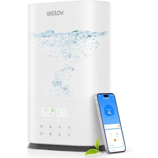 WELOV Smart Humidifier for Bedroom, Ultrasonic Cool Mist Humidifier for Large Room Home, 6L Quiet Air Vaporizer for Baby/Plants with Light, APP/Voice Control, 5X Faster BoostMist&Auto Mode, H500 PRO