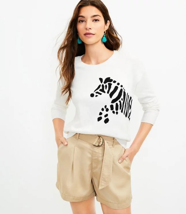 Zebra 3/4 Sleeve Sweater | LOFT