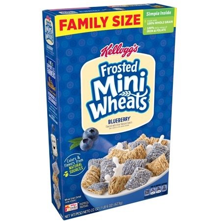 Kellogg's Blueberry Frosted Mini-Wheats Breakfast Cereal Family Pack 22 oz
