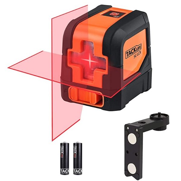 SC-L01-50 Feet Laser Level Self-Leveling Horizontal and Vertical Cross-Line Laser - Magnetic Mount Base and Carrying Pouch, Battery Included