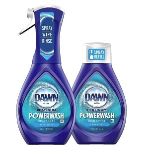 Dawn Powerwash Spray Starter Kit, Platinum Dish Soap, Fresh Scent, 1 Starter Kit + 1 Dawn Powerwash Refill, 16 fl oz each
