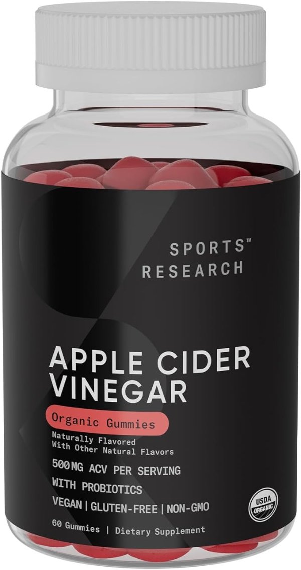 Organic Apple Cider Vinegar Gummies with The Mother | Non-GMO Verified, Vegan Certified (60 Organic Gummies)