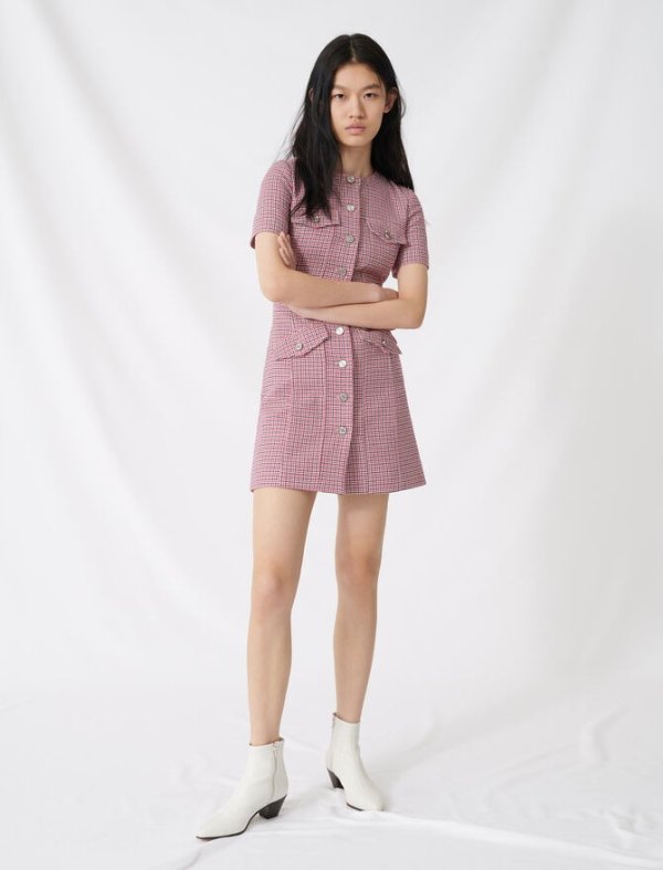 220RIDA Fitted checked mini dress