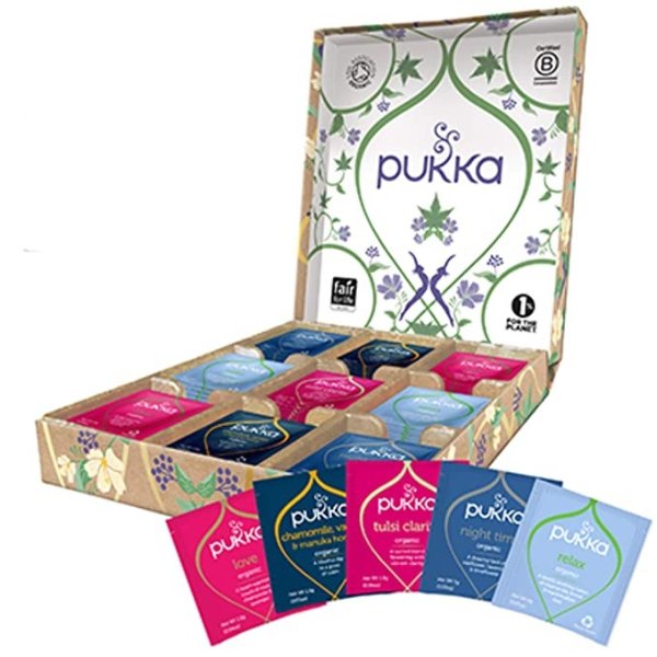 Relax Selection Gift Box, Collection of Organic Herbal Teas (1 Box, 45 Sachets)