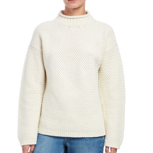 Basket Stitch Turtleneck Pullover Sweater