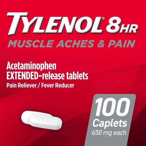 8 Hour Muscle Aches & Pain Tablets with Acetaminophen, 100 Count