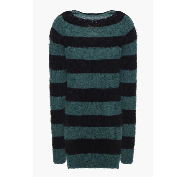 Frayed striped cotton sweater