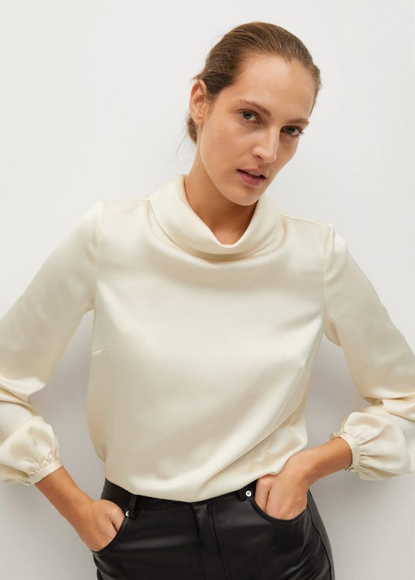 High collar satin blouse - Women | OUTLET USA