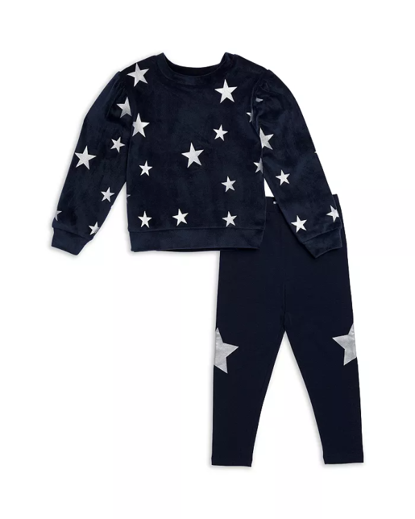 Girls' Velour Star Print Sweatshirt & Leggings Set - Little Kid