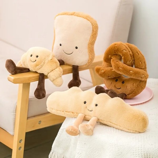 1pc Cartoon Figure Pretzel Crossant Toast Bread Doll Plush Toy Stuffed Baguette Doll | Discounts For Everyone | Temu
