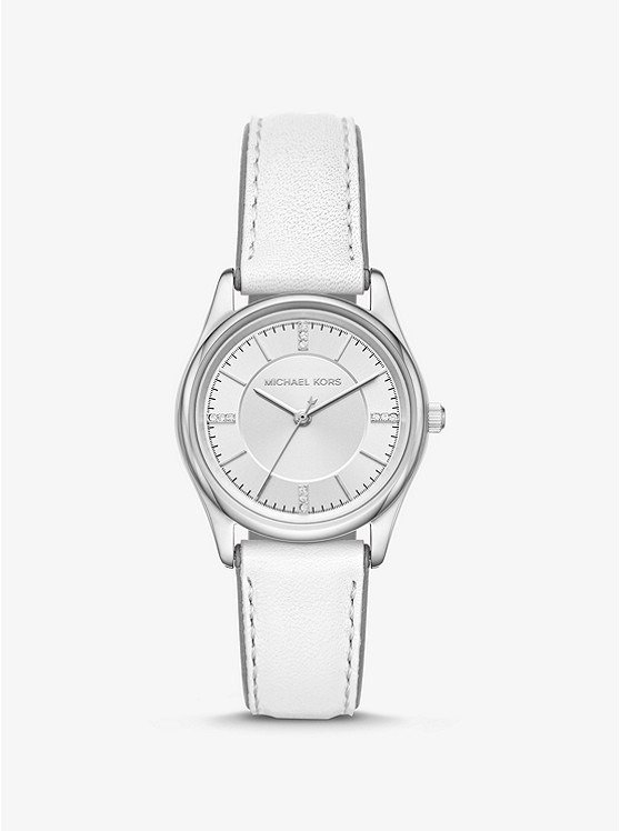Colette Silver-Tone and Leather Watch