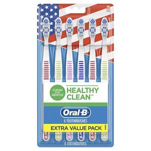 Oral-b Healthy Clean Toothbrushes, Medium Bristles, 6 Count