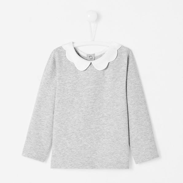 Toddler girl T-shirt with scalloped collar