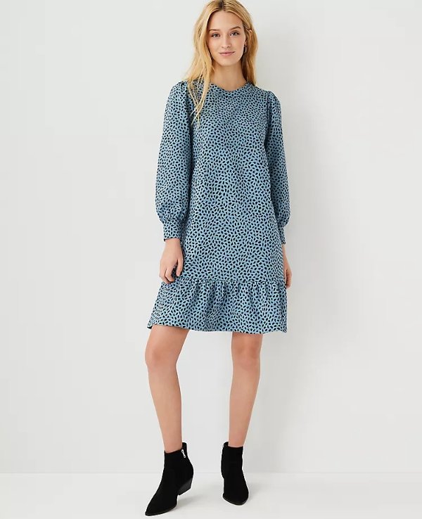 Animal Print Peplum Sweatshirt Dress | Ann Taylor