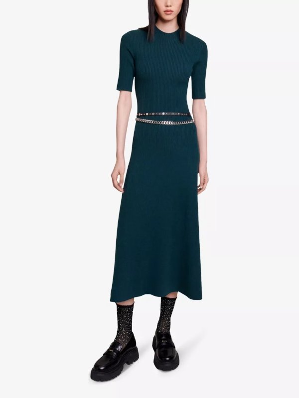 MAJERubis cut-out stretch-knitted midi dress