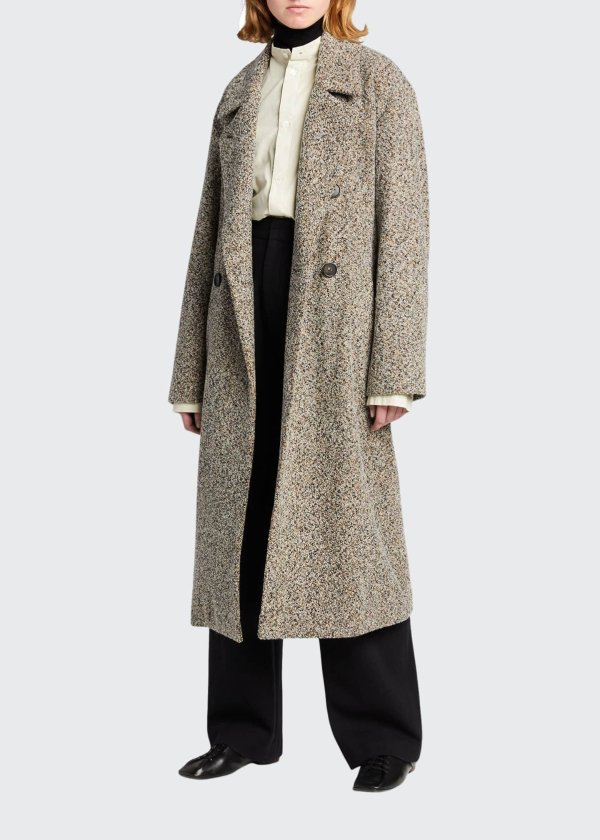 Double-Breasted Pebbled Trench Coat