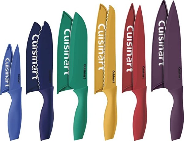 C55-12PCKSAM 12-Piece Ceramic Coated Stainless Steel Knives, Comes with 6-Blades and 6-Blade Guards, Color Coded to Reduce Risk of Cross Contamination, Jewel