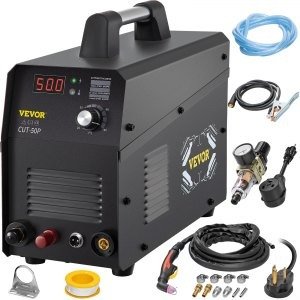 VEVOR Plasma Cutter, 50Amp, Non-Touch Pilot Arc Air Cutting Machine with Torch, 110V/220V Dual Voltage AC IGBT Inverter Metal Cutting Equipment for 1/2" Clean Cut Aluminum and Stainless Steel, Black | VEVOR US