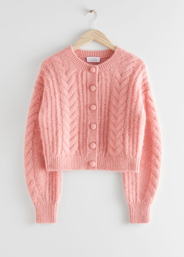 Cropped Button Up Knit Sweater