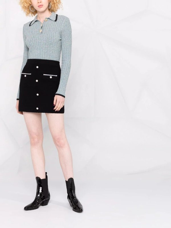 embellished-button skirt