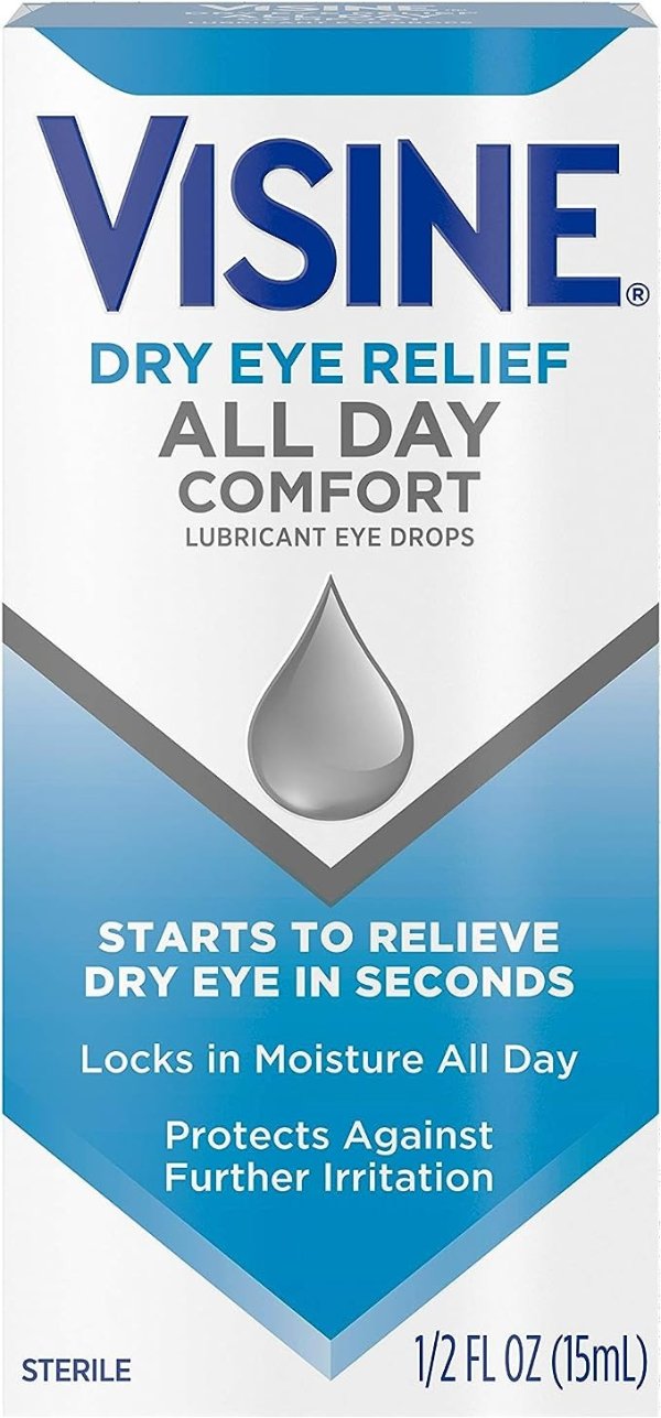 Dry Eye Relief All Day Comfort Lubricant Eye Drops for Up to 10 Hours of Comfort, Dry Eye Drops with Polyethylene Glycol, 0.5 fl. oz