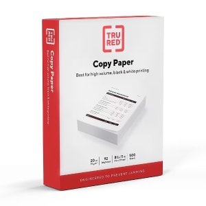TRU RED Copy Paper, 8.5" x 11", 20 lbs White, 500 Sheets