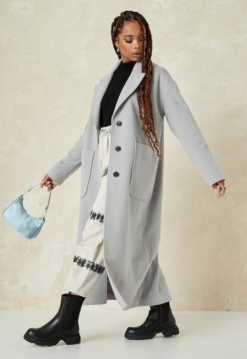 - Petite Gray Oversized Long Coat