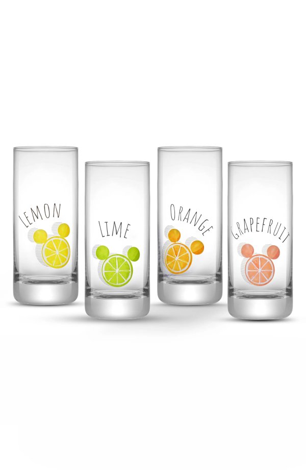 Disney Mickey Mouse Citrus Tall Glasses - Set of 4