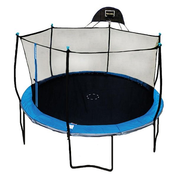 BouncePro 14' 带安全网和篮球框蹦床