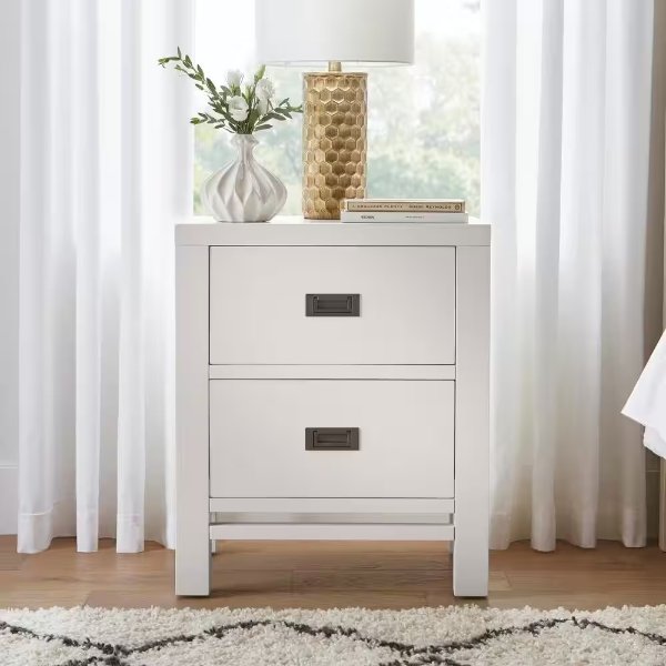 Calden Bright White 2-Drawer Nightstand (26 in. H x 22 in. W x 16 in. D)