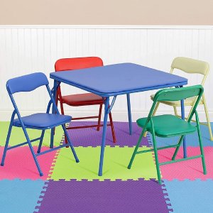 Flash Furniture 儿童带靠背可折叠式桌椅套装
