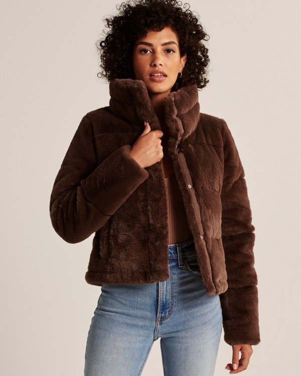 Women's Faux Fur Mini Puffer | Women's Coats & Jackets | Abercrombie.com