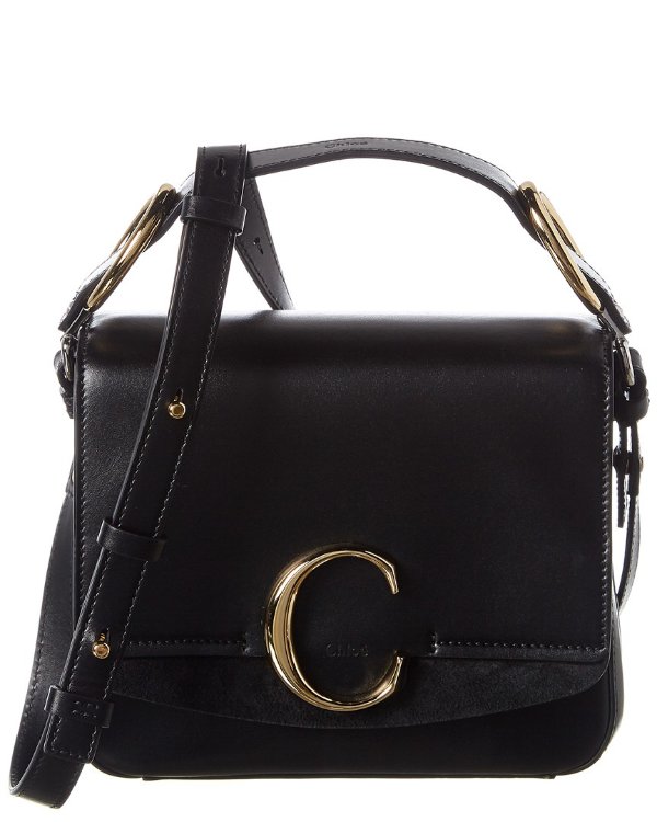 C Small Leather & Suede Shoulder Bag