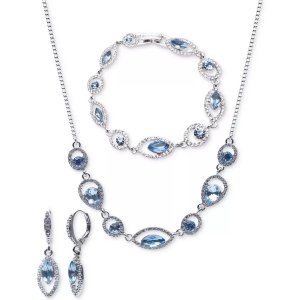 Givenchy3-Pc. Set Stone & Color stone & Marquise Link Necklace, Bracelet, & Matching Drop Earrings
