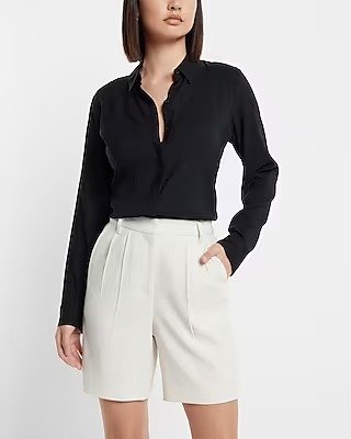 Super High Waisted Tailored Pleated Bermuda Shorts