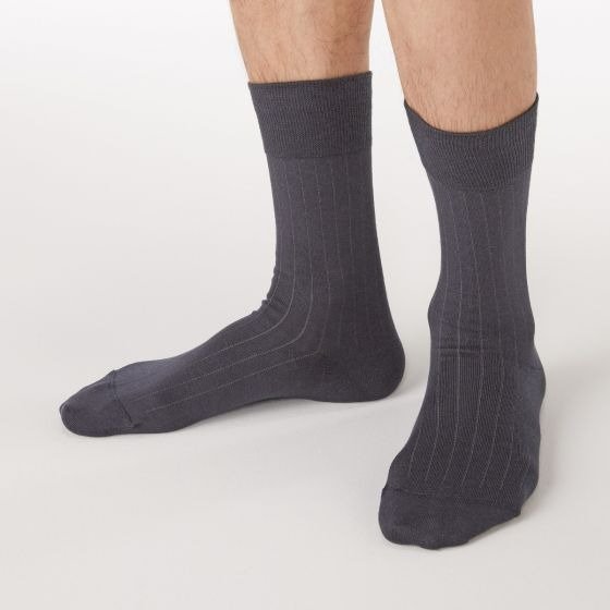 Men Organic Cotton Right Angle Stripe Business Socks 25-27cm