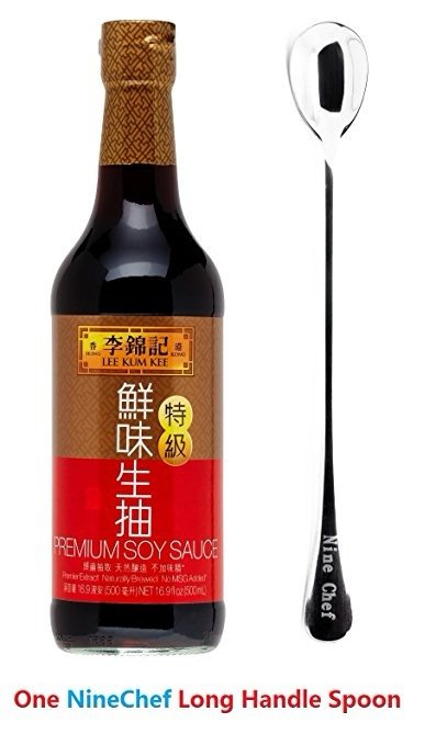 Lee Kum Kee Premium Soy Sauce, 16.9-Ounce + One NineChef Spoon (1 Bottle)