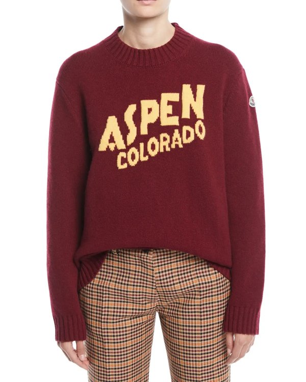 Aspen, Colorado Pullover SweaterBadyfur Houndstooth Puffer Jacket w/ Removable Fur-Trim HoodTech Cropped Baby Boot-Cut Pants