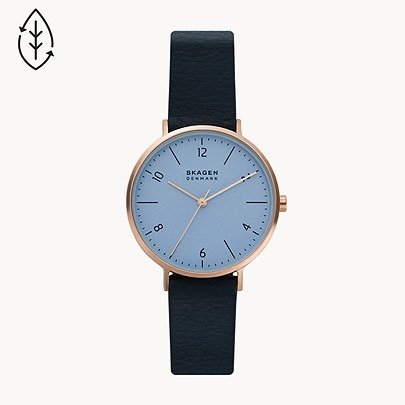 Aaren Naturals Three-Hand Blue Strap Made With Apple Watch
