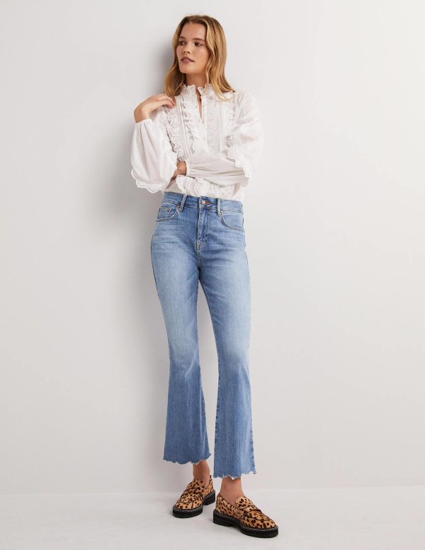 Fitted Cropped Flare Jeans - Light Vintage | Boden US