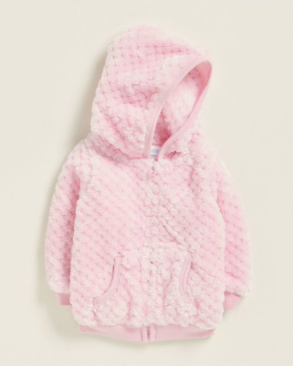 (Newborn Girls) Pink Plush Long Sleeve Hoodie