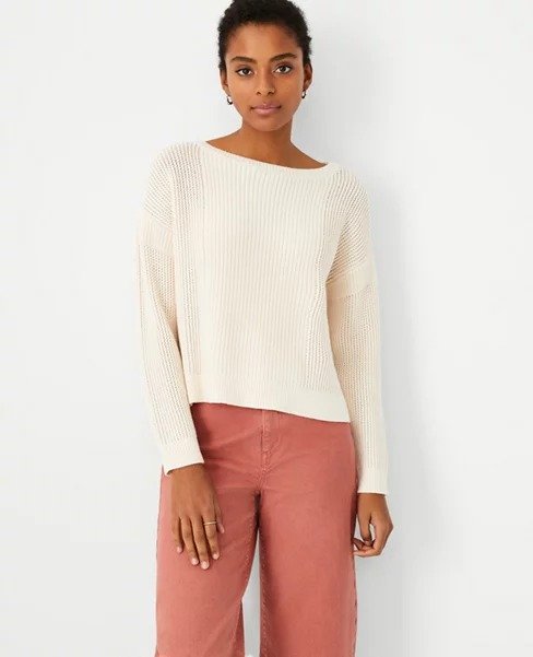 Mesh Stitched Sweater | Ann Taylor