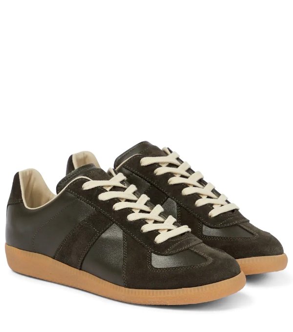 Replica leather and suede sneakers