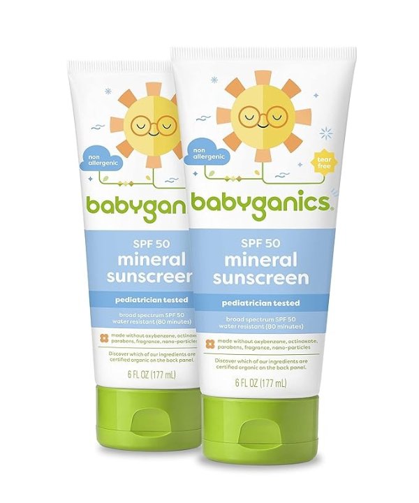 Mineral-Based Baby Sunscreen Lotion, SPF 50, 6oz Tube (Pack of 2)